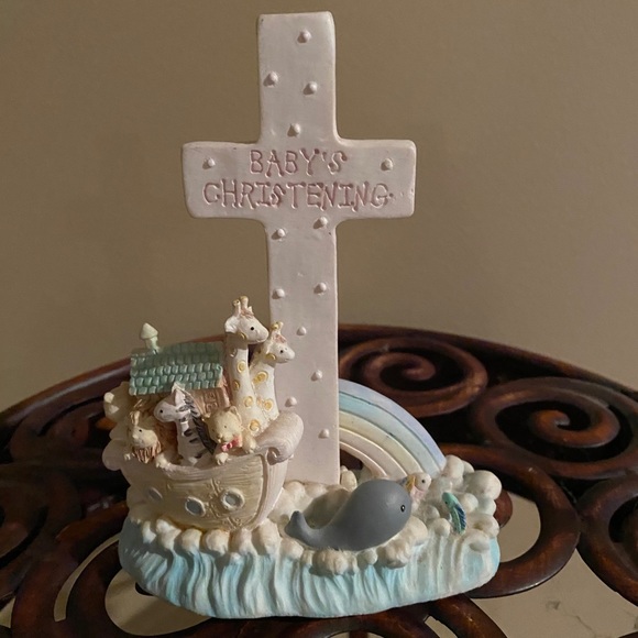 Noah’s Menagerie Pink Baby’s Christening Cross